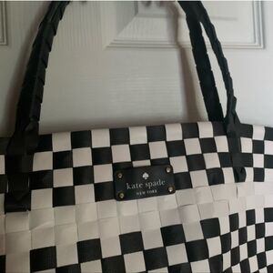 Kate Spade Woven Black & White Checkered Tote